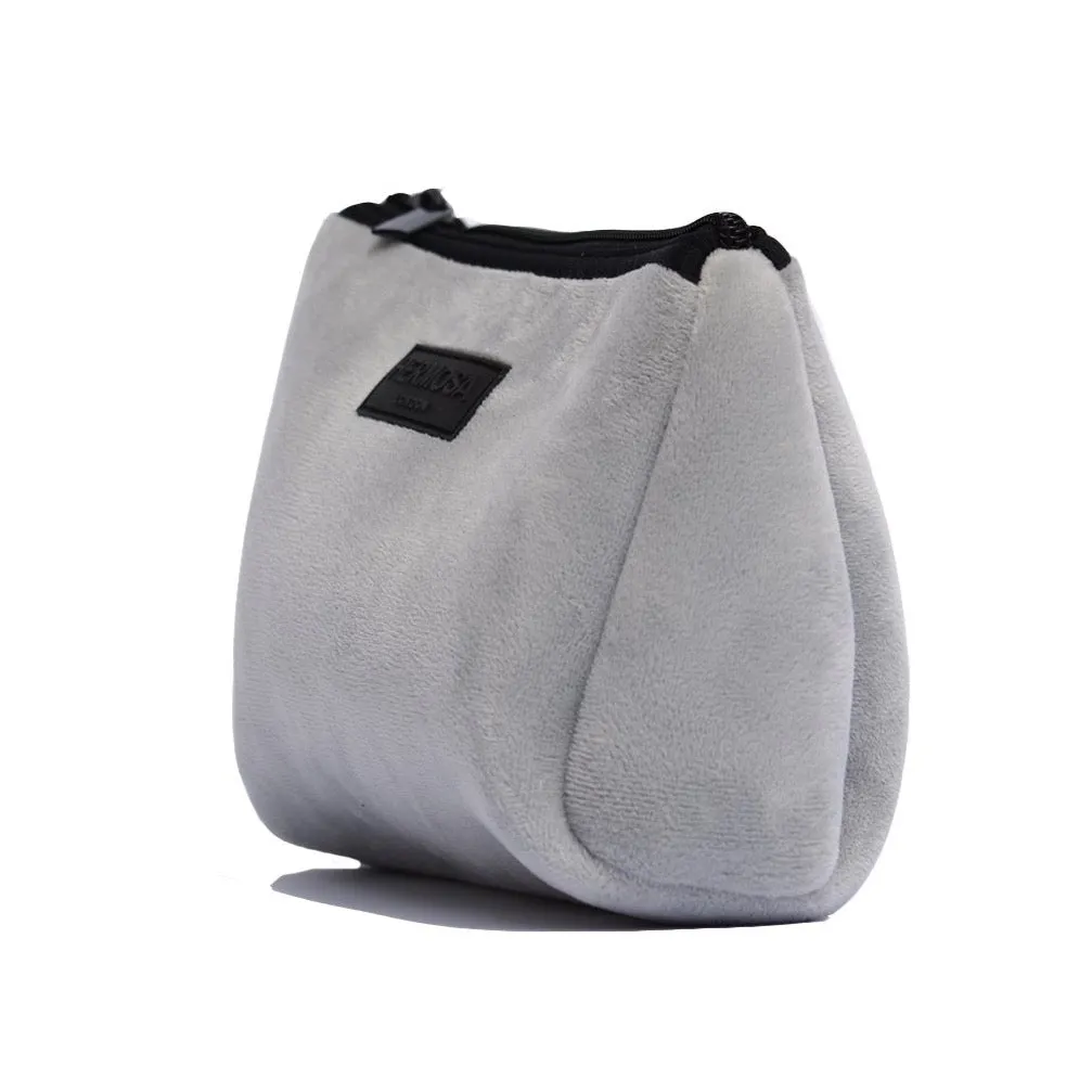 Soft Grey Velvet Wash Bag