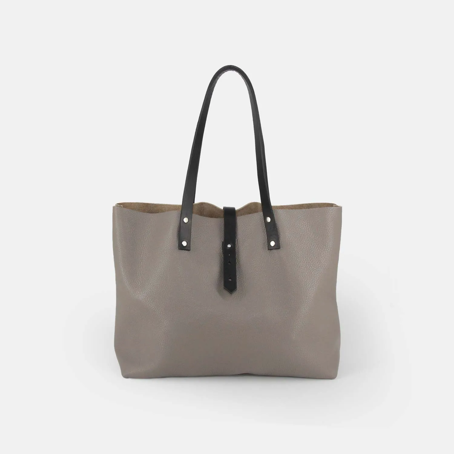 Soft Italian Leather Tote - Grey