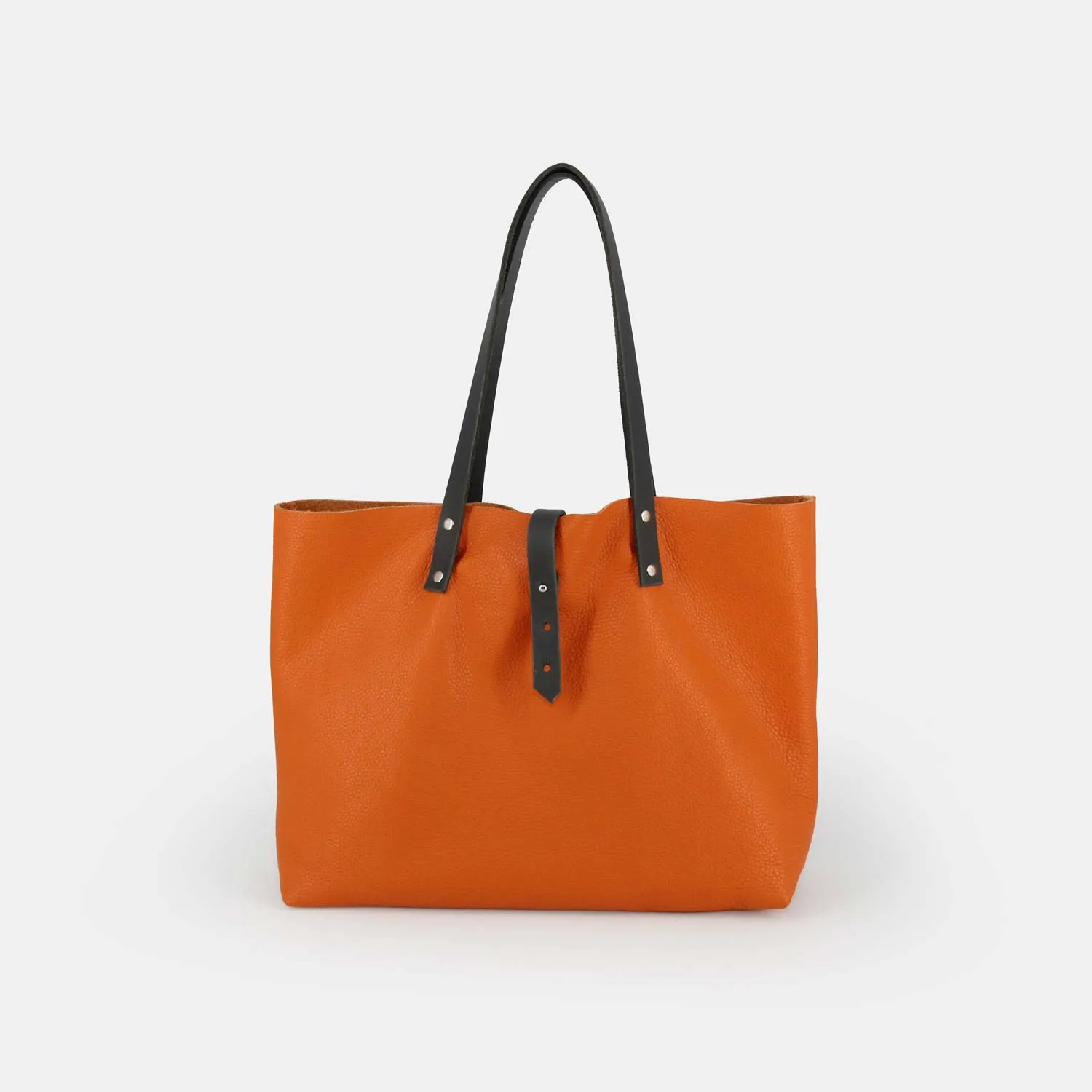 Soft Italian Leather Tote - Orange