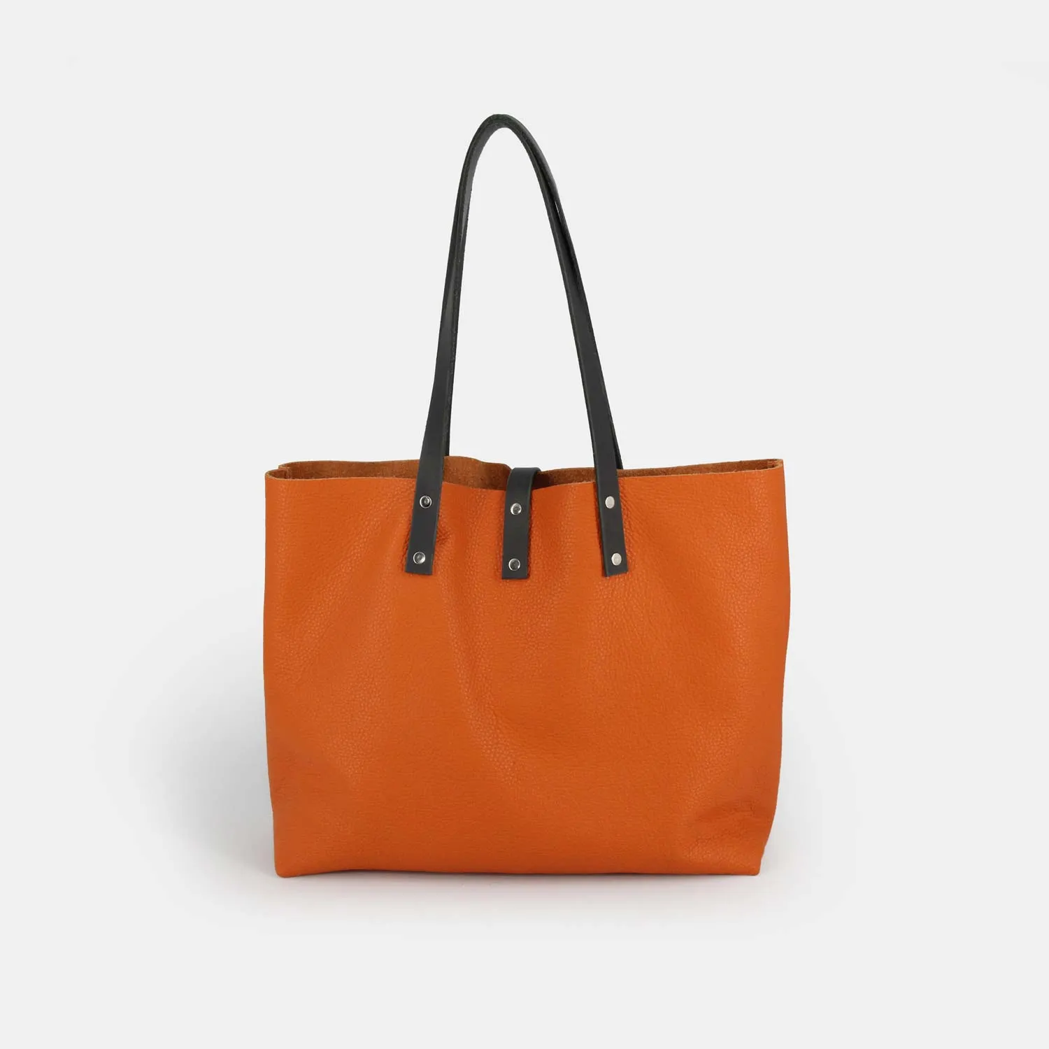 Soft Italian Leather Tote - Orange