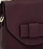 Textured Faux Leather Mini Satchel w/Cross-body Bag Burgundy