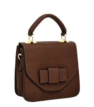 Textured Faux Leather Mini Satchel w/Cross-body Bag Burgundy