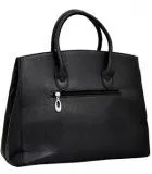 Textured Faux Leather Padkock Tote - Black